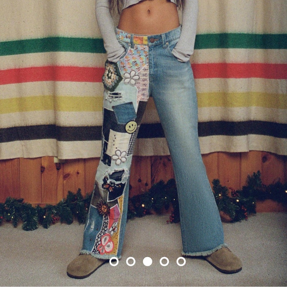 Urban Outfitters BDG Women's Jeans Patchwork Flare Y2K High Rise Rare Crochet 27 - Picture 10 of 11